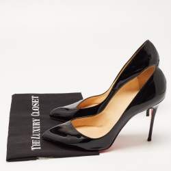 Pre Owned حذاء كعب عالي كريستيان لوبوتان كورنيلا جلد أسود لامع مقاس 41