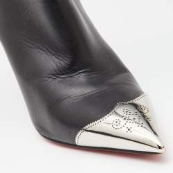 مملوكة مسبقًا حذاء بوت للكاحل كريستيان لوبوتان كلاميجاني جلد أسود بمقدمة مدببة مقاس 40