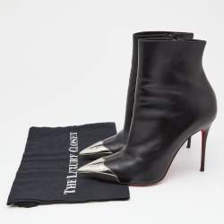 مملوكة مسبقًا حذاء بوت للكاحل كريستيان لوبوتان كلاميجاني جلد أسود بمقدمة مدببة مقاس 40