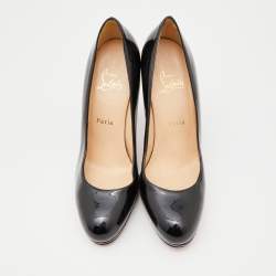 Christian Louboutin Black Patent Leather New Simple  Pumps Size 38