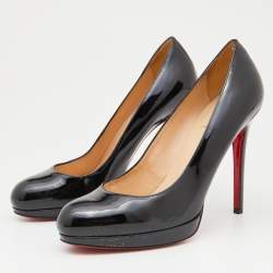 Christian Louboutin Black Patent Leather New Simple  Pumps Size 38