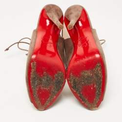 Pre Owned Christian Louboutin Brown Suede Top Nic Lace Up Sandals Size 39