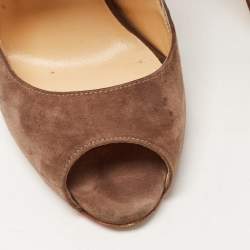 Pre Owned Christian Louboutin Brown Suede Top Nic Lace Up Sandals Size 39