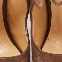 Pre Owned Christian Louboutin Brown Suede Top Nic Lace Up Sandals Size 39