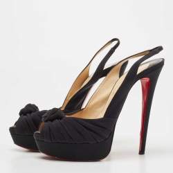 Pre Owned Christian Louboutin Black Fabric Jenny Slingback Pumps Size 40