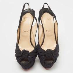 Pre Owned Christian Louboutin Black Fabric Jenny Slingback Pumps Size 40