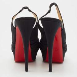 Pre Owned Christian Louboutin Black Fabric Jenny Slingback Pumps Size 40