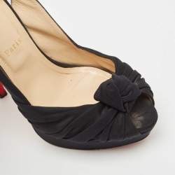 Pre Owned Christian Louboutin Black Fabric Jenny Slingback Pumps Size 40