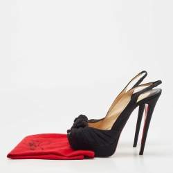 Pre Owned Christian Louboutin Black Fabric Jenny Slingback Pumps Size 40