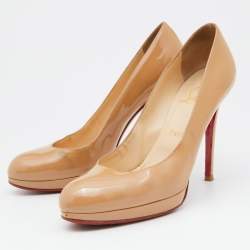 Christian Louboutin Beige Patent Leather New Simple Pumps Size 38.5
