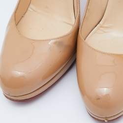 Christian Louboutin Beige Patent Leather New Simple Pumps Size 38.5