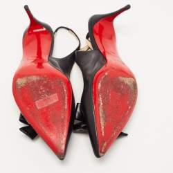 Pre Owned Christian Louboutin Black Leather Yasling 70 Slingback Pumps Size 39.5