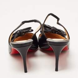 Pre Owned Christian Louboutin Black Leather Yasling 70 Slingback Pumps Size 39.5