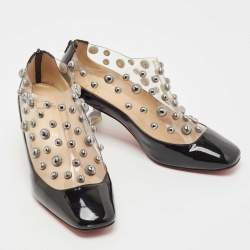 مملوكة مسبقًا Christian Louboutin Black Patent Leather and PVC Space Odd Boots Size 38 