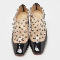 مملوكة مسبقًا Christian Louboutin Black Patent Leather and PVC Space Odd Boots Size 38 