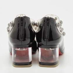 مملوكة مسبقًا Christian Louboutin Black Patent Leather and PVC Space Odd Boots Size 38 