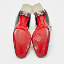 مملوكة مسبقًا Christian Louboutin Black Patent Leather and PVC Space Odd Boots Size 38 