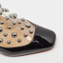 مملوكة مسبقًا Christian Louboutin Black Patent Leather and PVC Space Odd Boots Size 38 