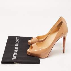 Pre Owned Christian Louboutin Beige Patent Leather New Very Prive Pumps Size 37.5