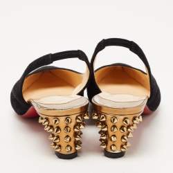 Pre Owned Christian Louboutin Black Suede Slingback Pointed Toe Pumps Size 38