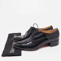 Pre Owned Christian Louboutin Black Patent Leather Zazou Oxfords Size 38