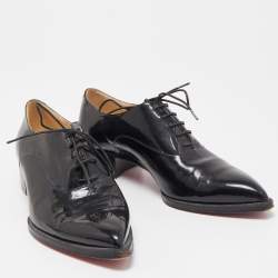 Pre Owned Christian Louboutin Black Patent Leather Zazou Oxfords Size 38