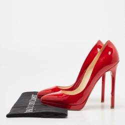 Pre Owned Christian Louboutin Red Patent Pigalle Plato Pumps Size 36