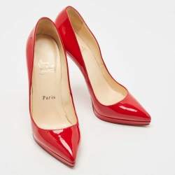 Pre Owned Christian Louboutin Red Patent Pigalle Plato Pumps Size 36