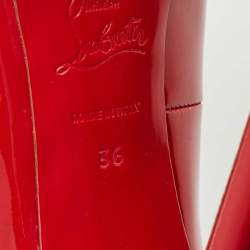 Pre Owned Christian Louboutin Red Patent Pigalle Plato Pumps Size 36