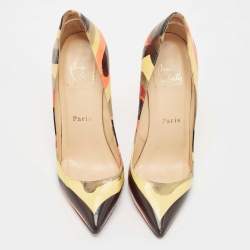 Pre Owned Christian Louboutin Multicolor Patent Pigalle Pumps Size 35