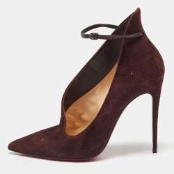 Christian Louboutin Dark Burgundy Suede Vampydoly Pumps Size 36