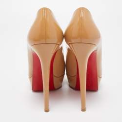 Pre Owned Christian Louboutin Beige Patent Leather Bianca Pumps Size 39