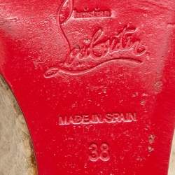 Pre Owned Christian Louboutin Beige Patent Leather Cordocou Espadrille Pumps Size 38