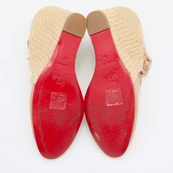 Pre Owned Christian Louboutin Beige Patent Leather Cordocou Espadrille Pumps Size 38