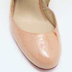 Pre Owned Christian Louboutin Beige Patent Leather Cordocou Espadrille Pumps Size 38