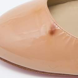 Pre Owned Christian Louboutin Beige Patent Leather Cordocou Espadrille Pumps Size 38