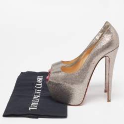 Christian Louboutin Metallic/Pink Glitter Leather Highness Pumps Size 36.5