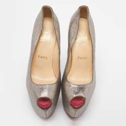 Christian Louboutin Metallic/Pink Glitter Leather Highness Pumps Size 36.5