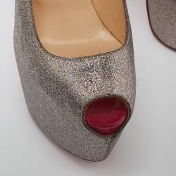 Christian Louboutin Metallic/Pink Glitter Leather Highness Pumps Size 36.5