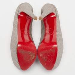 Christian Louboutin Metallic/Pink Glitter Leather Highness Pumps Size 36.5