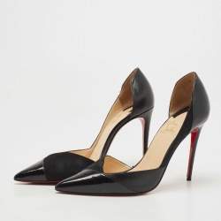 Christian Louboutin Black Suede And Patent Leather D'orsay