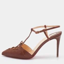 Christian Louboutin Brown Croc Embossed Leather Crococuty Ankle