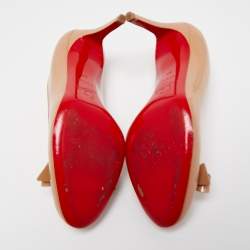 Pre Owned Christian Louboutin Beige Patent Leather Simplenodo Bow Pumps Size 37