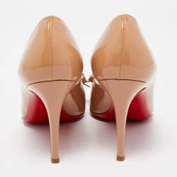 Pre Owned Christian Louboutin Beige Patent Leather Simplenodo Bow Pumps Size 37