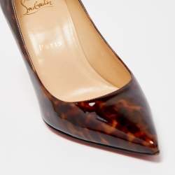 Pre Owned Christian Louboutin Two Tone Leopard Print Patent Leather Kate Pumps Size 37