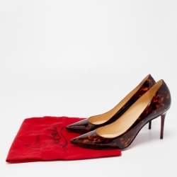 Pre Owned Christian Louboutin Two Tone Leopard Print Patent Leather Kate Pumps Size 37