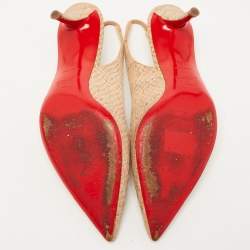 مملوكة مسبقًا Christian Louboutin Beige Python Embossed Kate Slingback Pumps Size 37.5