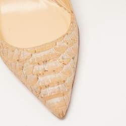 مملوكة مسبقًا Christian Louboutin Beige Python Embossed Kate Slingback Pumps Size 37.5