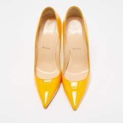 Pre Owned Christian Louboutin Light Orange Patent Leather So Kate Pumps Size 38