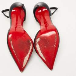 Christian Louboutin Black Leather Uptown Ankle Strap Pumps Size 38
